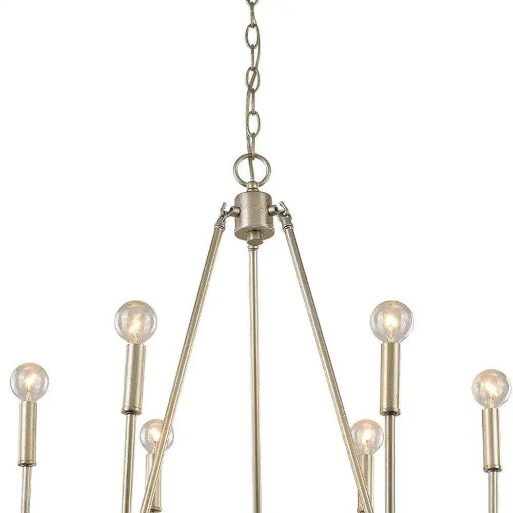 Gold Candle Style Six Light Metal Dimmable Chandelier - Homeroots - Flyclothing LLC