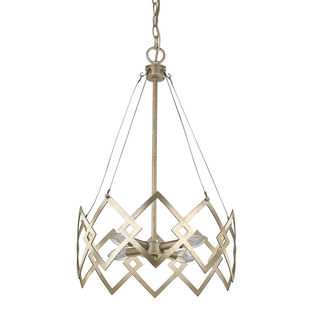 Nora 4-Light Washed Gold Drum Pendant With Abstract Open-Air Cage Shade - Homeroots - Flyclothing LLC