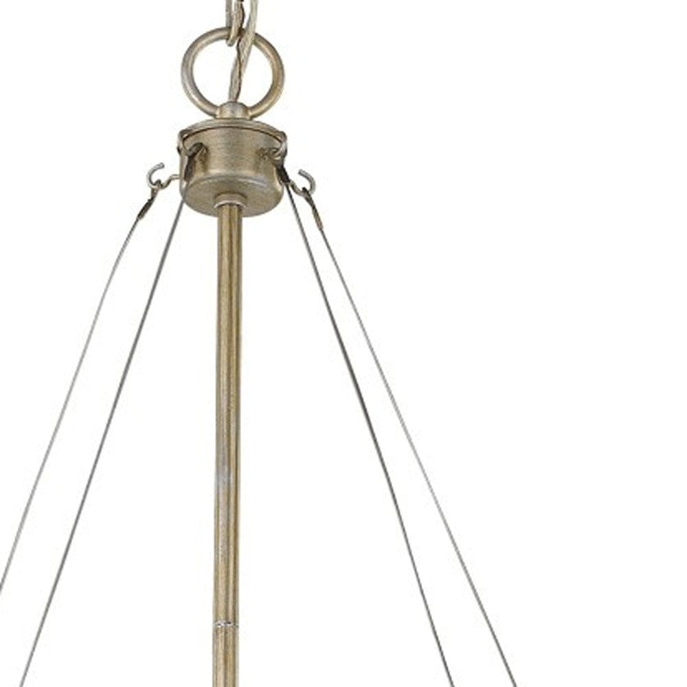 Nora 4-Light Washed Gold Drum Pendant With Abstract Open-Air Cage Shade - Homeroots