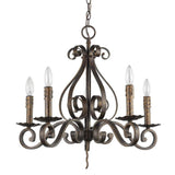 Brown Candle Style Five Light Metal Dimmable Chandelier - Homeroots - Flyclothing LLC