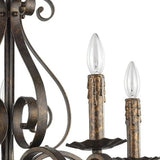Brown Candle Style Five Light Metal Dimmable Chandelier - Homeroots