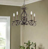 Brown Candle Style Five Light Metal Dimmable Chandelier - Homeroots - Flyclothing LLC
