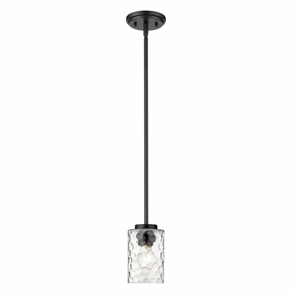 Black Metal and Glass Mini Pendant Hanging Light - Homeroots
