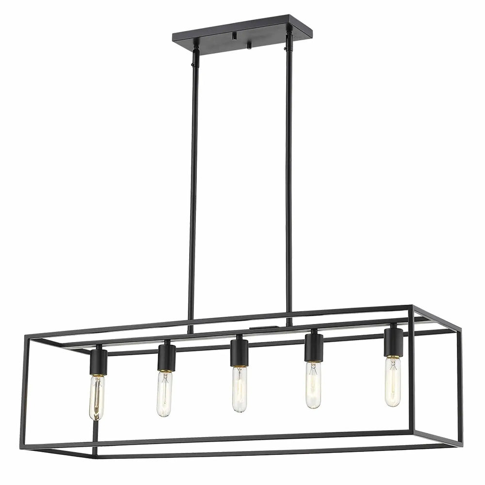 Cobar 5-Light Matte Black Island Pendant - Homeroots