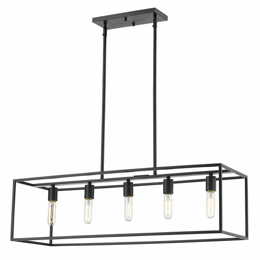 Cobar 5-Light Matte Black Island Pendant - Homeroots