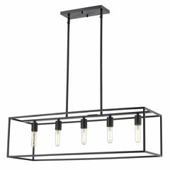 Cobar 5-Light Matte Black Island Pendant - Homeroots