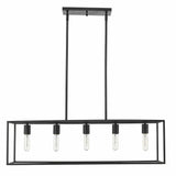 Cobar 5-Light Matte Black Island Pendant - Homeroots