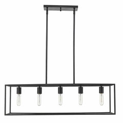 Cobar 5-Light Matte Black Island Pendant - Homeroots