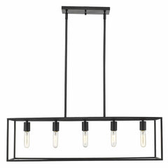Cobar 5-Light Matte Black Island Pendant - Homeroots