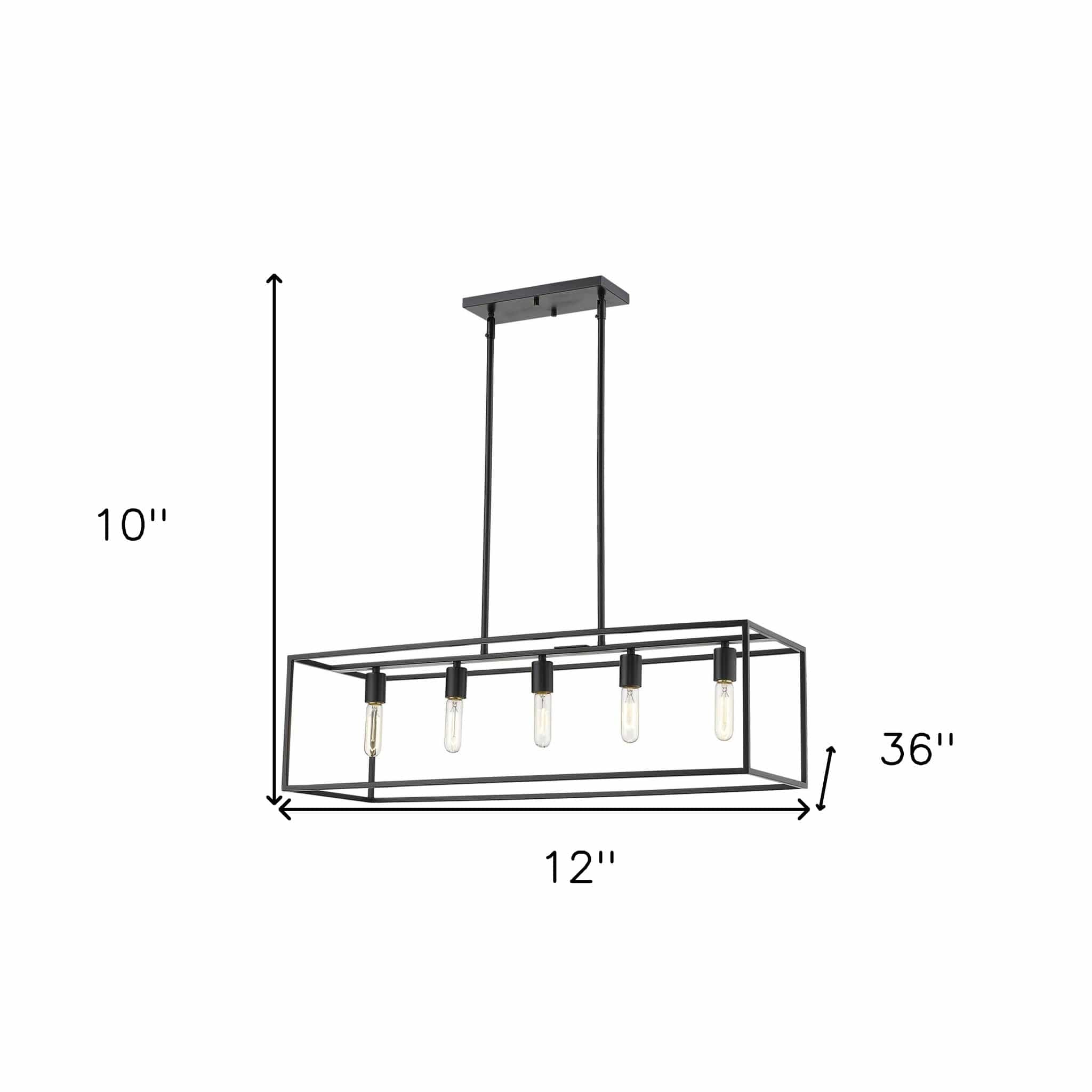 Cobar 5-Light Matte Black Island Pendant - Homeroots