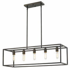 Cobar 5-Light Soil-Rubbed Bronze Island Pendant - Homeroots