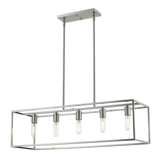Cobar 5-Light Satin Nickel Island Pendant - Homeroots