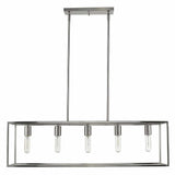 Cobar 5-Light Satin Nickel Island Pendant - Homeroots