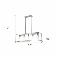 Cobar 5-Light Satin Nickel Island Pendant - Homeroots