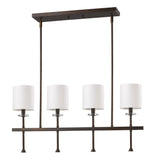 Kara 4-Light Oil-Rubbed Bronze Island Pendant With Fabric Shades And Crystal Bobeches - Homeroots