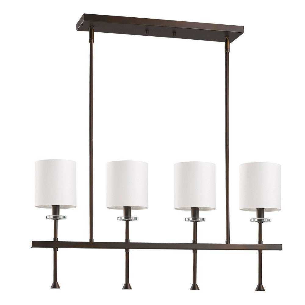 Kara 4-Light Oil-Rubbed Bronze Island Pendant With Fabric Shades And Crystal Bobeches - Homeroots - Flyclothing LLC