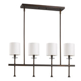 Kara 4-Light Oil-Rubbed Bronze Island Pendant With Fabric Shades And Crystal Bobeches - Homeroots