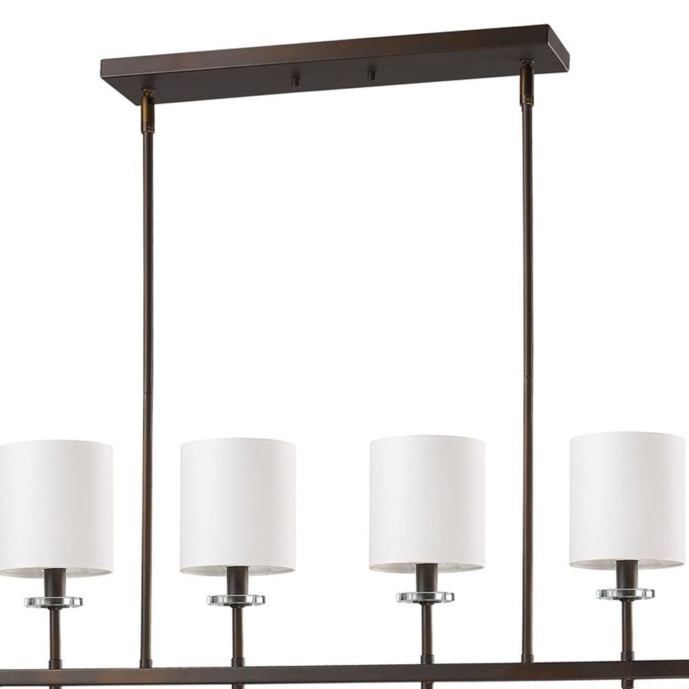 Kara 4-Light Oil-Rubbed Bronze Island Pendant With Fabric Shades And Crystal Bobeches - Homeroots
