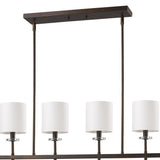 Kara 4-Light Oil-Rubbed Bronze Island Pendant With Fabric Shades And Crystal Bobeches - Homeroots