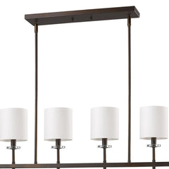 Kara 4-Light Oil-Rubbed Bronze Island Pendant With Fabric Shades And Crystal Bobeches - Homeroots
