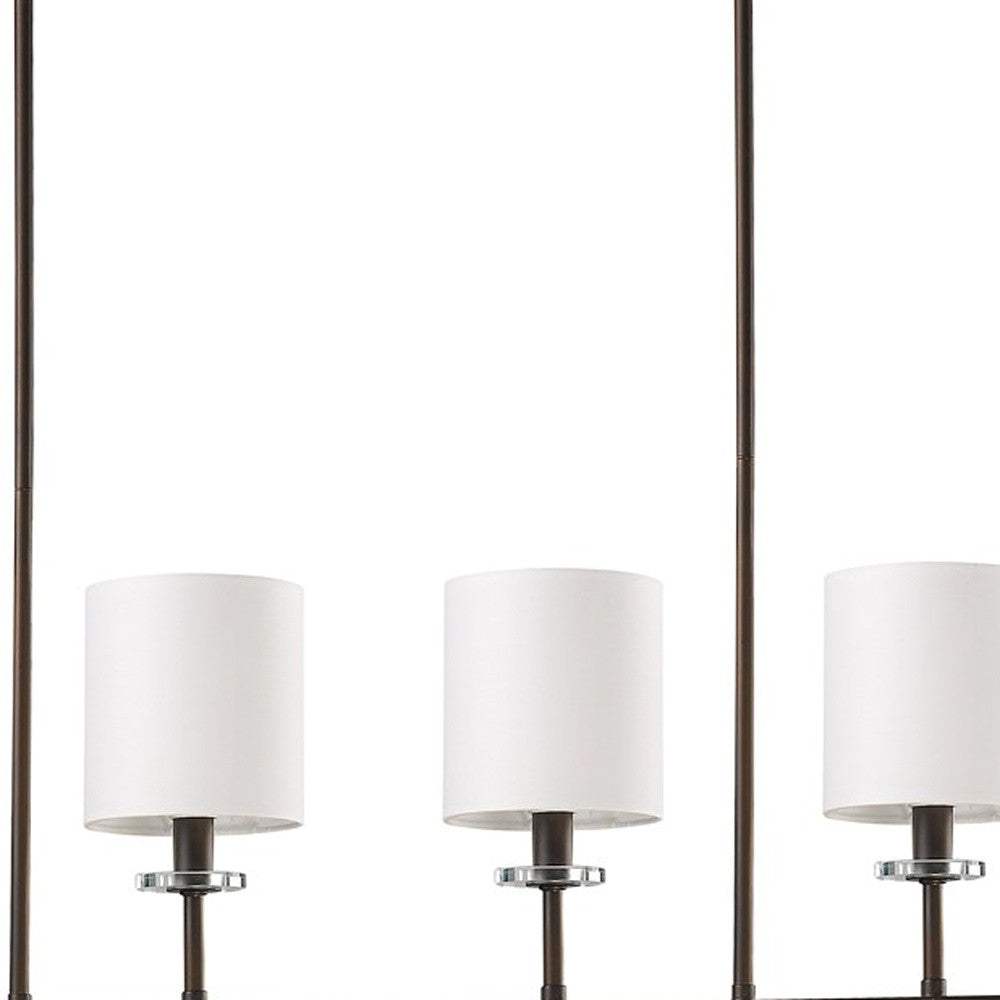 Kara 4-Light Oil-Rubbed Bronze Island Pendant With Fabric Shades And Crystal Bobeches - Homeroots - Flyclothing LLC