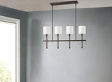 Kara 4-Light Oil-Rubbed Bronze Island Pendant With Fabric Shades And Crystal Bobeches - Homeroots