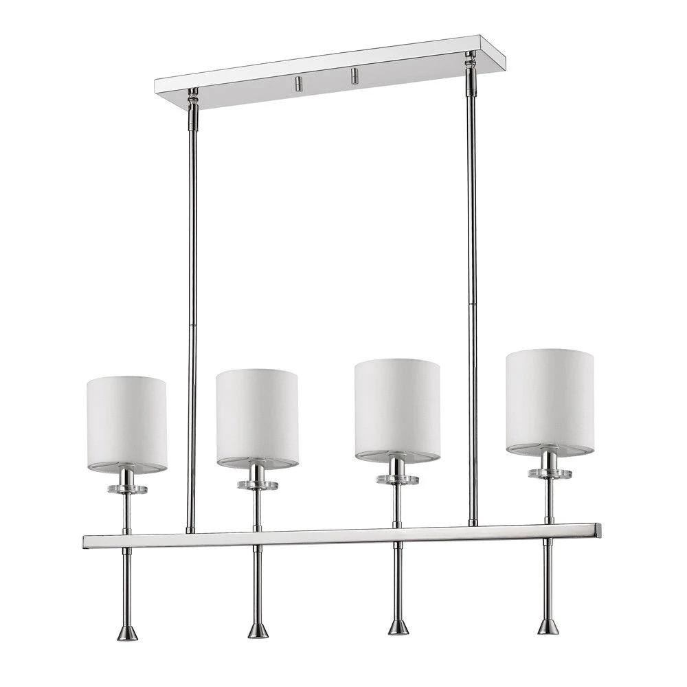 Kara 4-Light Polished Nickel Island Pendant With Fabric Shades And Crystal Bobeches - Homeroots