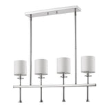 Kara 4-Light Polished Nickel Island Pendant With Fabric Shades And Crystal Bobeches - Homeroots