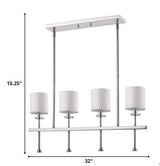 Kara 4-Light Polished Nickel Island Pendant With Fabric Shades And Crystal Bobeches - Homeroots - Flyclothing LLC