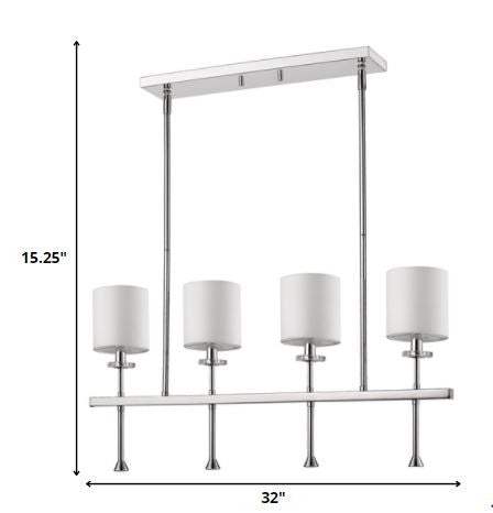 Kara 4-Light Polished Nickel Island Pendant With Fabric Shades And Crystal Bobeches - Homeroots - Flyclothing LLC