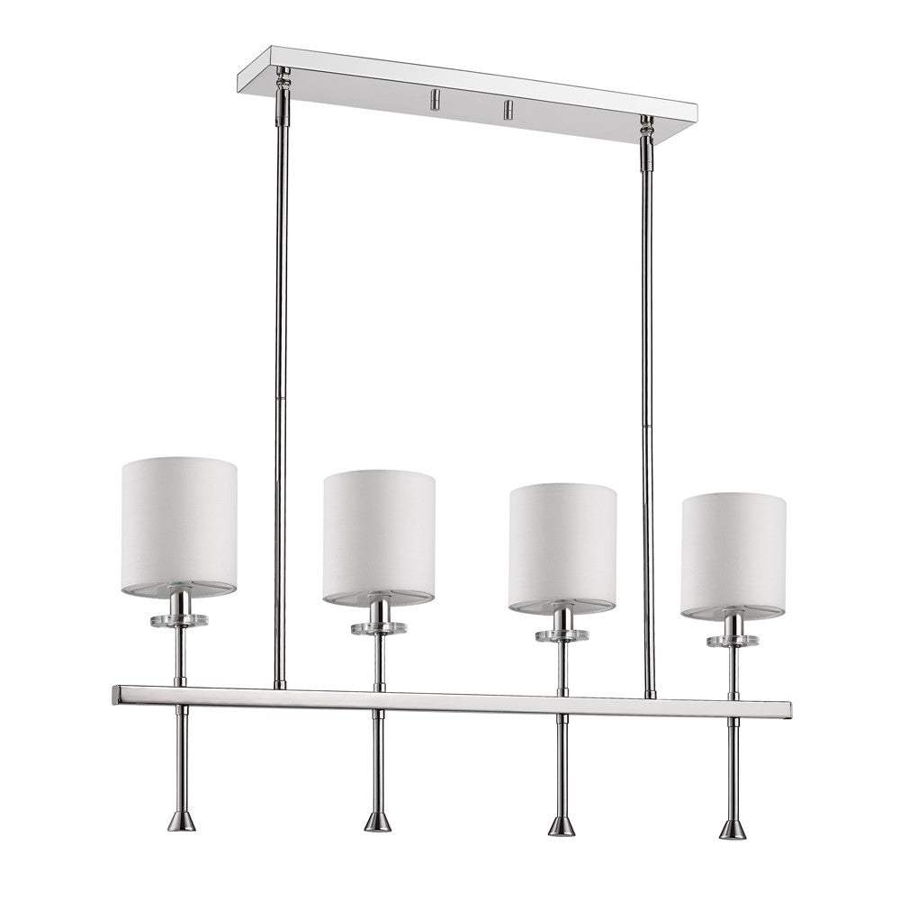 Kara 4-Light Polished Nickel Island Pendant With Fabric Shades And Crystal Bobeches - Homeroots - Flyclothing LLC