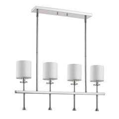 Kara 4-Light Polished Nickel Island Pendant With Fabric Shades And Crystal Bobeches - Homeroots