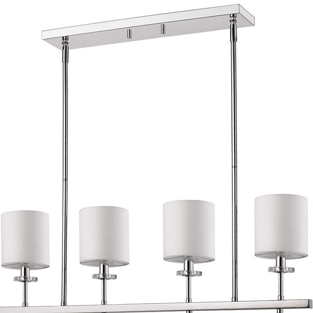Kara 4-Light Polished Nickel Island Pendant With Fabric Shades And Crystal Bobeches - Homeroots - Flyclothing LLC