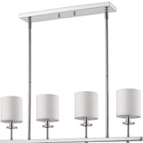 Kara 4-Light Polished Nickel Island Pendant With Fabric Shades And Crystal Bobeches - Homeroots - Flyclothing LLC