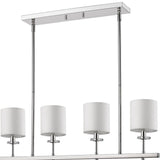 Kara 4-Light Polished Nickel Island Pendant With Fabric Shades And Crystal Bobeches - Homeroots