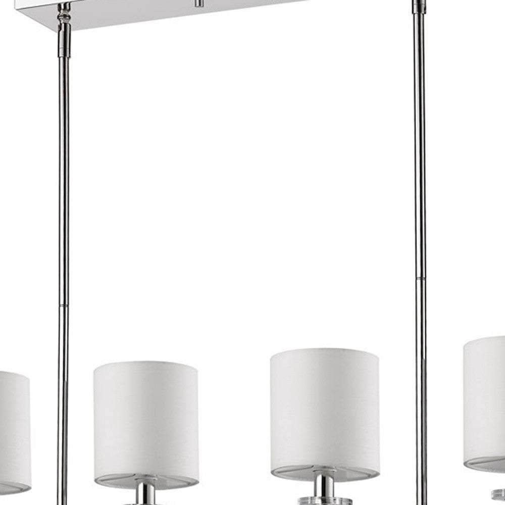 Kara 4-Light Polished Nickel Island Pendant With Fabric Shades And Crystal Bobeches - Homeroots - Flyclothing LLC
