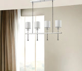 Kara 4-Light Polished Nickel Island Pendant With Fabric Shades And Crystal Bobeches - Homeroots