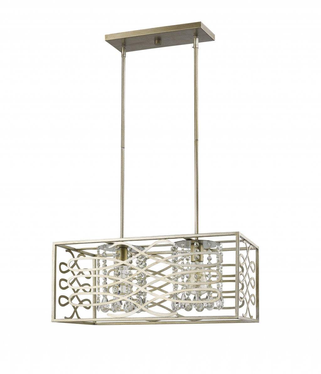 Brax 2-Light Washed Gold Island Pendant With Crystal Accents - Homeroots - Flyclothing LLC