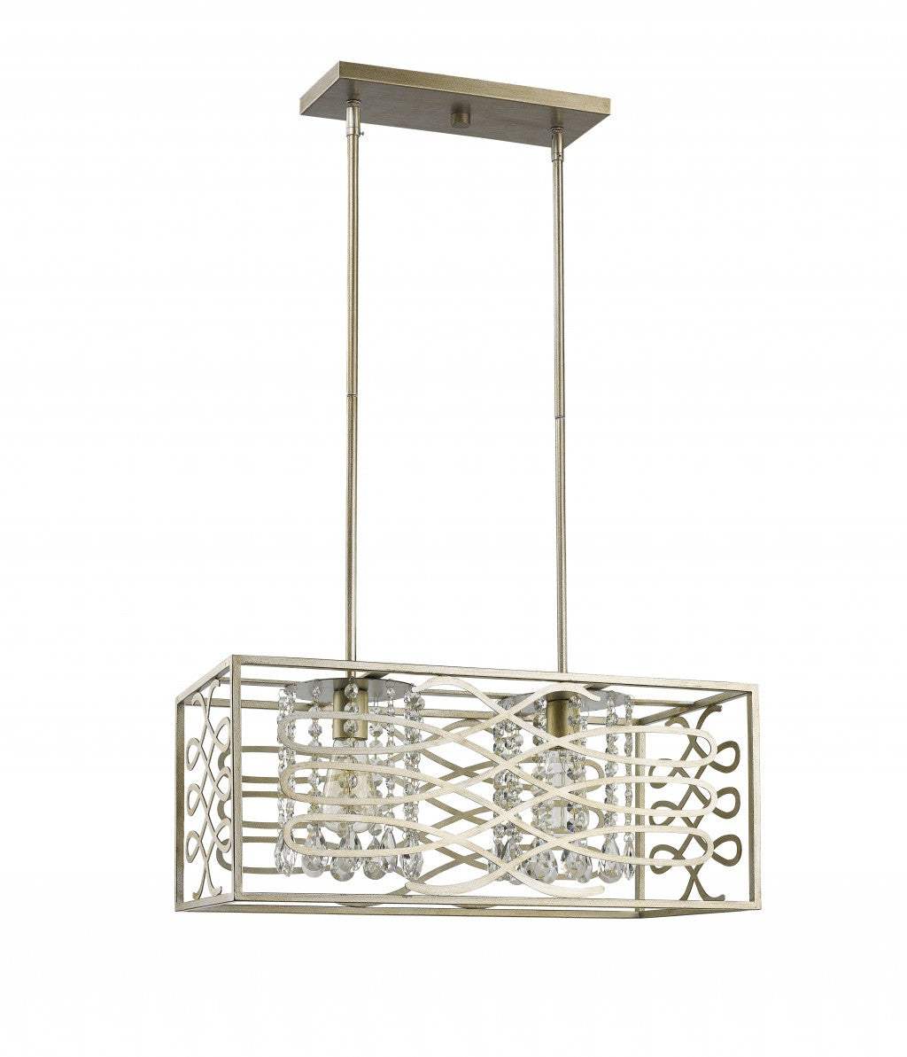 Brax 2-Light Washed Gold Island Pendant With Crystal Accents - Homeroots - Flyclothing LLC