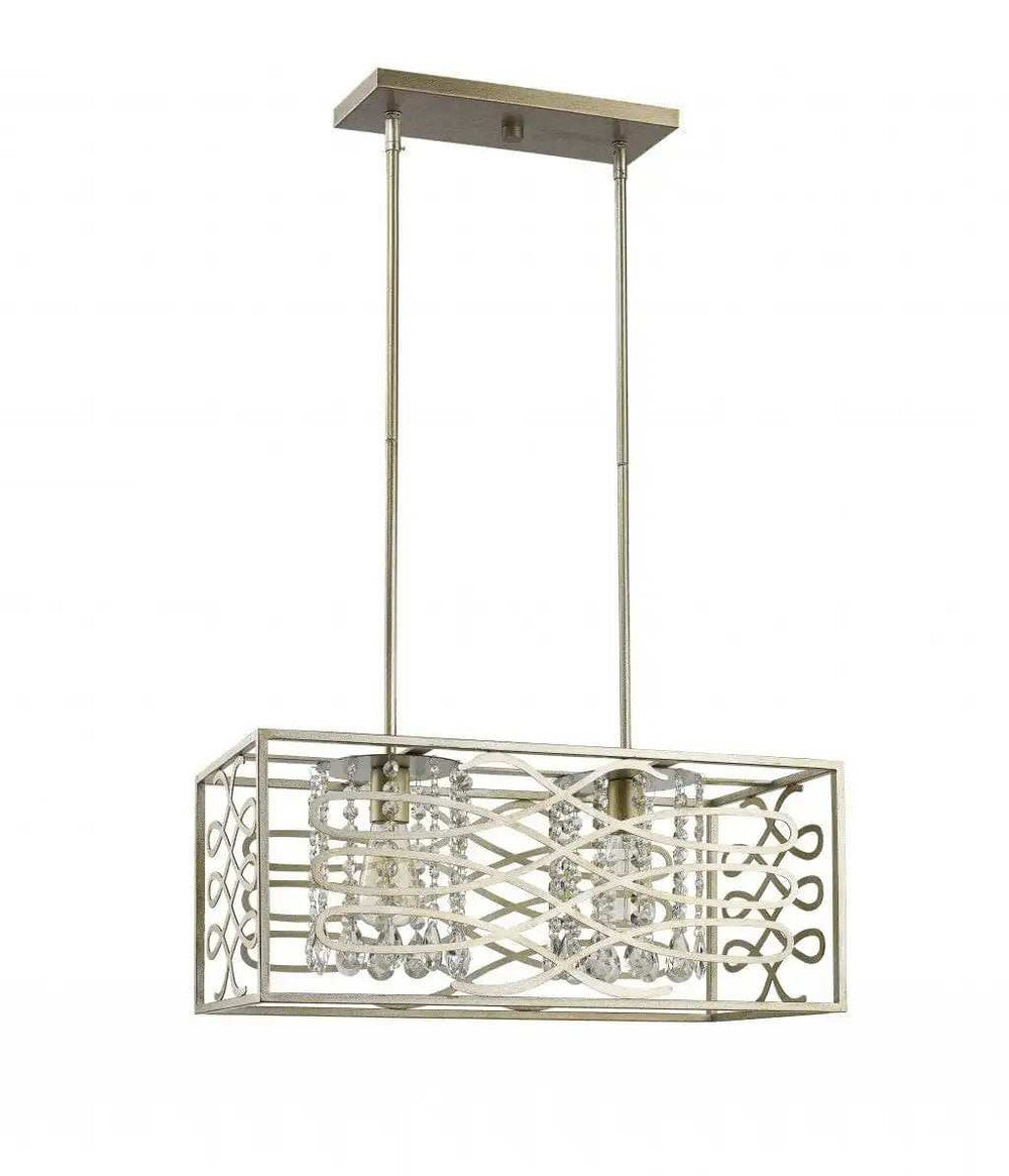 Brax 2-Light Washed Gold Island Pendant With Crystal Accents - Homeroots - Flyclothing LLC