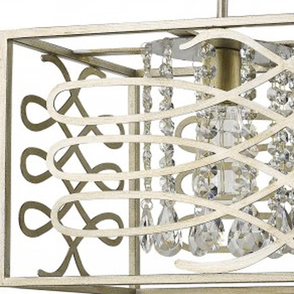 Brax 2-Light Washed Gold Island Pendant With Crystal Accents - Homeroots - Flyclothing LLC