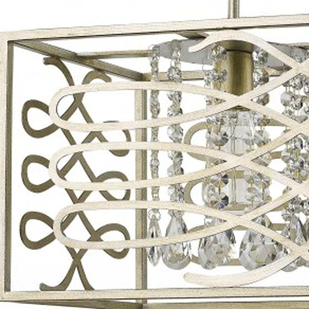 Brax 2-Light Washed Gold Island Pendant With Crystal Accents - Homeroots - Flyclothing LLC