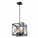 Brooklyn 4-Light Matte Black Pendant With Metal Framework Shade - Homeroots