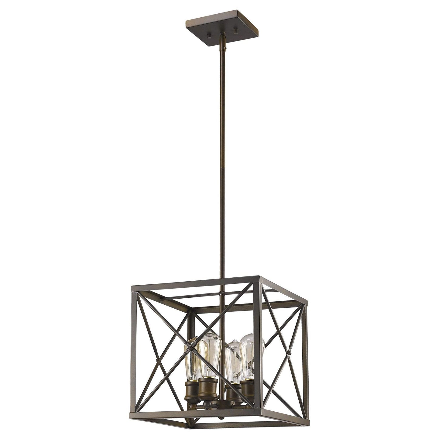 Brooklyn 4-Light Oil-Rubbed Bronze Pendant With Metal Framework Shade - Homeroots - Flyclothing LLC