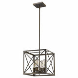Brooklyn 4-Light Oil-Rubbed Bronze Pendant With Metal Framework Shade - Homeroots