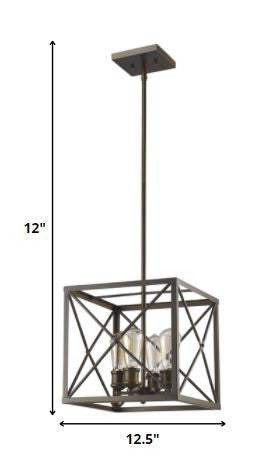 Brooklyn 4-Light Oil-Rubbed Bronze Pendant With Metal Framework Shade - Homeroots - Flyclothing LLC