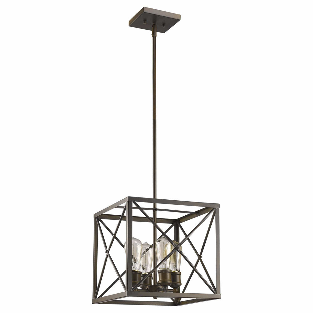 Brooklyn 4-Light Oil-Rubbed Bronze Pendant With Metal Framework Shade - Homeroots - Flyclothing LLC
