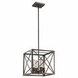 Brooklyn 4-Light Oil-Rubbed Bronze Pendant With Metal Framework Shade - Homeroots