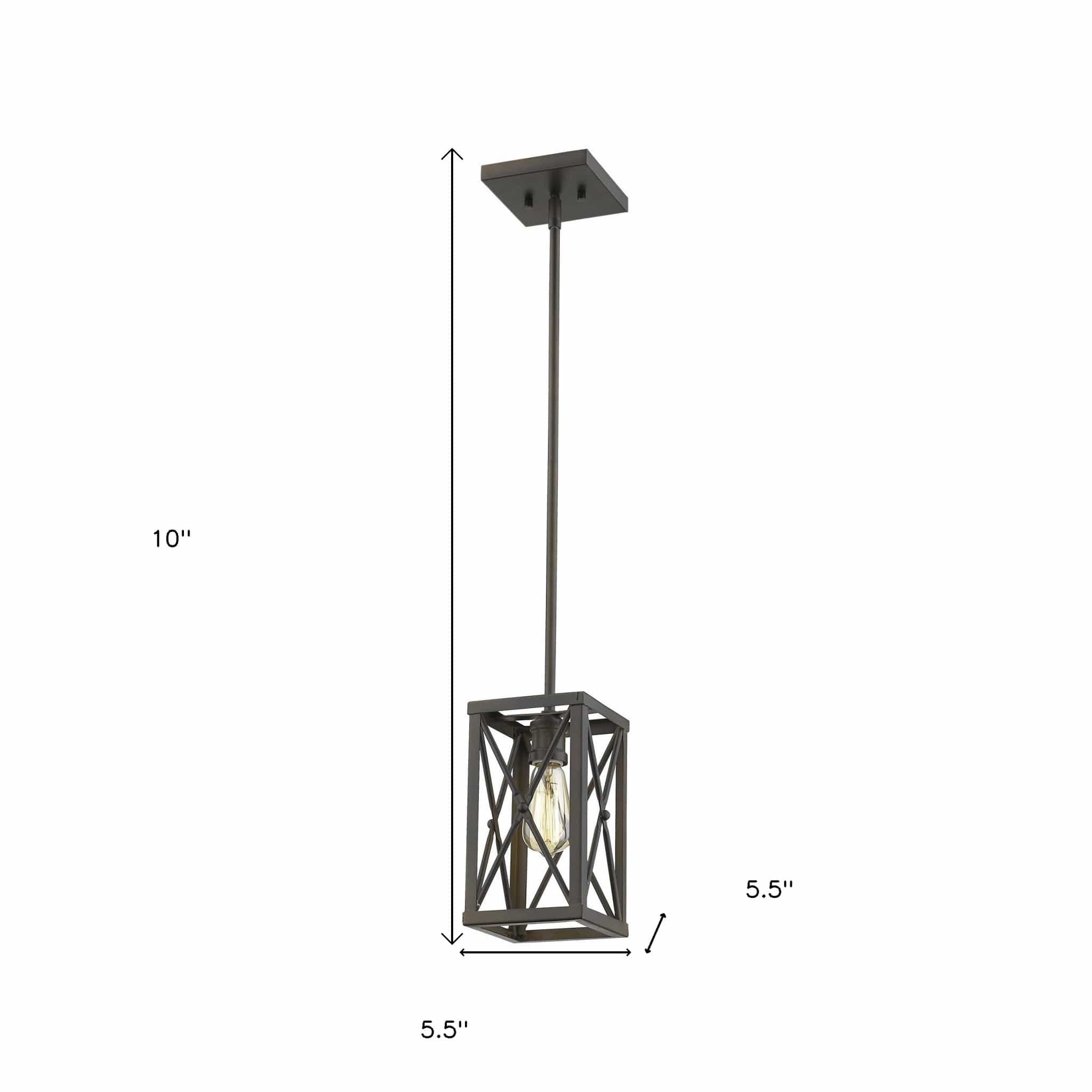 Bronze Metal Geometric Mini Pendant Hanging Light - Homeroots