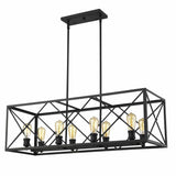 Brooklyn 8-Light Matte Black Island Pendant With Metal Framework Shade - Homeroots